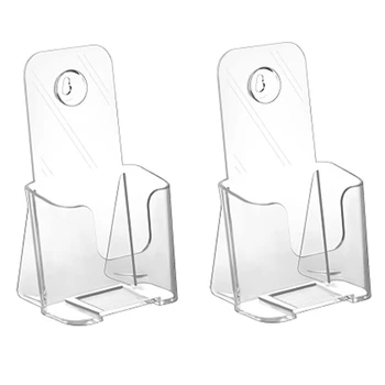 Акриловый держатель для брошюр с наклонной спинкой, прозрачная подставка для дисплея, Пластиковая настольная подставка, держатель знака, 2 упаковки, прочный, простой в использовании 0