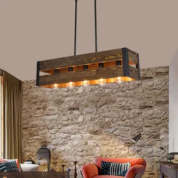 Винтажные промышленные люстры в стиле Лофт, американские рестораны, бары, кофейни, креативный и персонализированный дизайн, Деревянная подвесная лампа 0