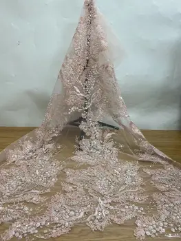 Вышитое бисером кружево Высококачественная Африканская кружевная ткань SYJ-12289219 Кружевные платья Ткань для свадьбы Свадебная кружевная ткань 0