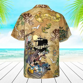 Гавайская рубашка в стиле ретро Пират Карибского моря Микки и друг, винтажная гавайская рубашка в стиле Ретро Пират Микки 5