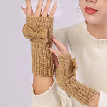 Женские стильные зимние перчатки с подогревом для рук, вязаные крючком, варежки из искусственной шерсти, теплые перчатки без пальцев, женские перчатки с твист-рисунком