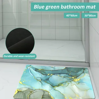 Коврики для ванной комнаты Суперпоглощающий Коврик для ванны Быстросохнущий Коврик для ванны Нескользящий Ковер для ванной Комнаты Мягкие Моющиеся коврики для пола Бирюзово-зеленый 0