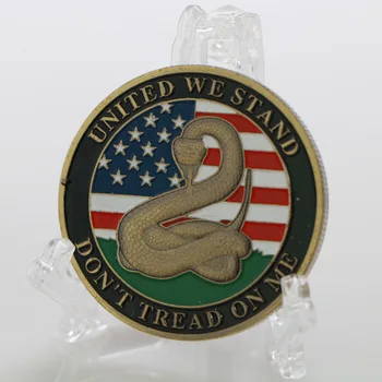 Коллекция сувенирных монет с золотым покрытием Rattlesnake времен Войны за независимость, Памятная монета с флагом Гадсдена, лучший подарок 0