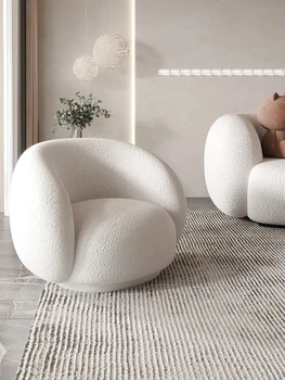 Кресло Простой Одноместный диван-кресло Дизайнерская модель Легкий Роскошный акцент для гостиной Кресло для отдыха из овечьей шерсти