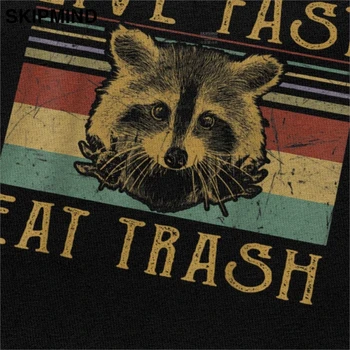 Крутая Забавная Футболка Live Fast Eat Trash, Мужская Винтажная футболка с Енотом С коротким рукавом, Летняя Футболка из 100% Хлопка, Футболка для влюбленных в Опоссума, Подарок 3