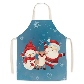 Милый Мультяшный Рождественский Снеговик с рисунком Санта-Клауса, Льняной Стойкий к пятнам фартук без рукавов, Домашняя уборка, Кухонные принадлежности для приготовления пищи