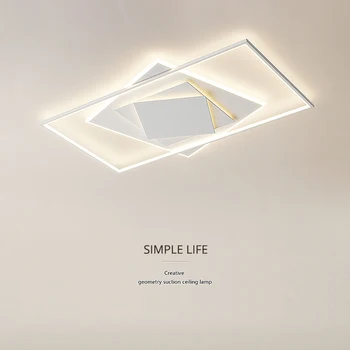 Минималистичные светодиодные потолочные люстры с дистанционным управлением Белого цвета Новая лампа в стиле ар-деко для гостиной столовой Домашнего внутреннего освещения 0