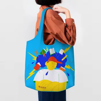 Многоразовая Семейная сумка для покупок, женская холщовая сумка-тоут, портативная уличная роспись, сумки для покупок в Eldridge Grocery, сумки для покупок, сумки