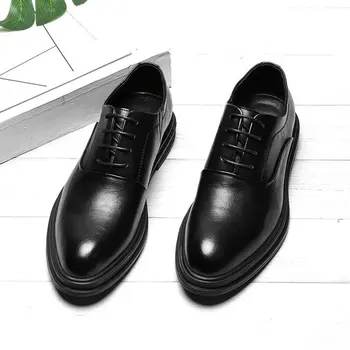 Мужские модельные туфли-оксфорды, деловые офисные черные коричневые мужские официальные туфли на шнуровке, свадебные туфли ghj789 0