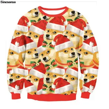 Мужчины Женщины, Забавная Собака, Уродливый Рождественский свитер, 3D Новинка, принт, Толстовка для праздничной вечеринки, Пуловер, Рождественские Джемперы, Топы, праздничная одежда 0