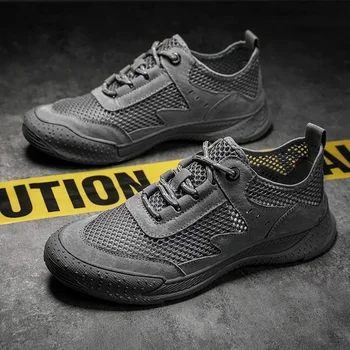 Новая дышащая повседневная мужская обувь из сетчатого материала, Черный, серый, для легкого бега, Удобная обувь, кроссовки 0