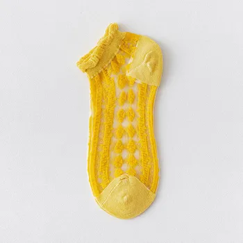 Носки-тапочки Женские Кружевные Дышащие Комфортные Носки Нескользящие Силиконовые Однотонные Носки