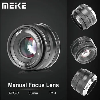 Объектив Meike 35mm f1.4 с ручной фокусировкой и Большой диафрагмой APS-C для Sony E Mount A5000 A5100 A6100 A6300 A6400 A6500 A6600 NEX A7 A7I A7R