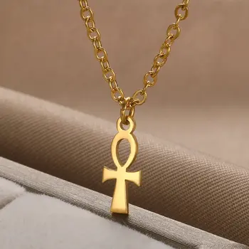 Ожерелья с крестом Высота Классический Египетский Нил Анкх Крест Кулон ожерелье для женщин Мужчин Старинные Египетские украшения Амулет Распятие 1