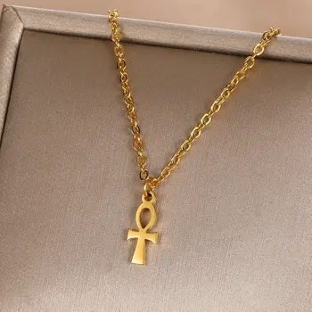 Ожерелья с крестом Высота Классический Египетский Нил Анкх Крест Кулон ожерелье для женщин Мужчин Старинные Египетские украшения Амулет Распятие 4