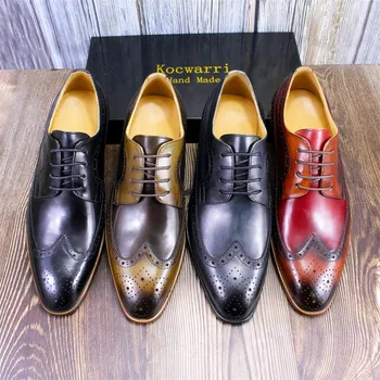 Оксфорды из натуральной кожи в итальянском стиле, Модельные туфли, Высококачественная Костюмная Обувь на шнуровке, Мужская Свадебная Официальная Обувь для джентльменов
