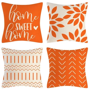 Оранжевые наволочки 18X18, набор из 4 домашних декоративных наволочек, наволочка для дивана, наволочка для дивана на открытом воздухе