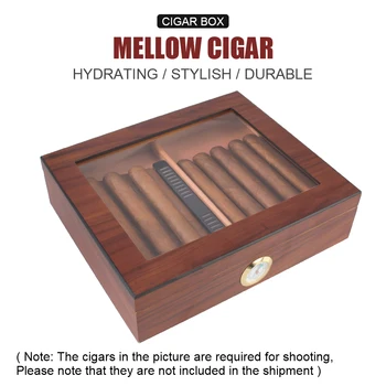 Переносная коробка для хьюмидора для сигар с гигрометром и увлажнителем из кедрового дерева, прозрачный футляр для хьюмидора для сигар 2