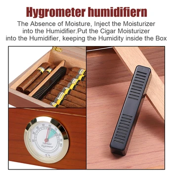 Переносная коробка для хьюмидора для сигар с гигрометром и увлажнителем из кедрового дерева, прозрачный футляр для хьюмидора для сигар 5