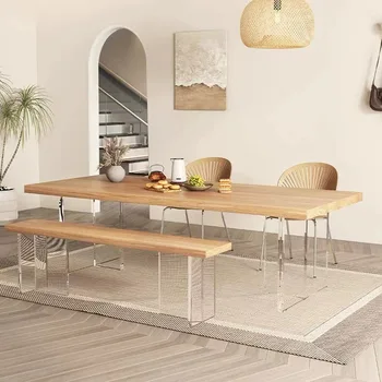 Подвесной обеденный стол и стул Для небольшой квартиры, Прямоугольный деревянный верстак в японском стиле, бревно в скандинавском стиле, Верстак в скандинавском стиле