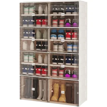 Полка для обуви Шкаф для хранения обуви 7 Ярусов на 28 пар - Складная Коробка Для обуви с дверцами - Стеллаж для Прихожей Домашнего шкафа