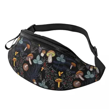 Поясная сумка с темными лесными грибами, женская Мужская повседневная поясная сумка через плечо для путешествий, велосипедный чехол для телефона, денег 0