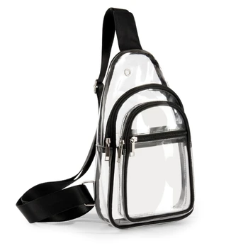 Прозрачные нагрудные сумки для мужчин и женщин, прозрачная сумка через плечо из ПВХ, сумка-слинг E74B