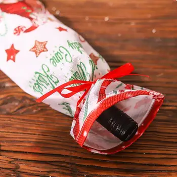 Рождественская крышка для бутылки вина Рождественский шнурок Многоразовые Винные пакеты из мешковины Декор подарочной упаковки для Рождественской вечеринки 1