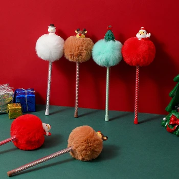 Рождественская серия, милая мультяшная плюшевая шариковая ручка, Креативные ручки для подписи, подарок для офиса, Школьные принадлежности, Канцелярские принадлежности, Забавная ручка 0