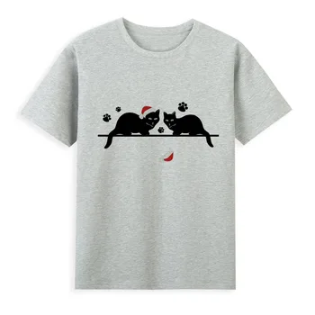 Рождественская футболка с милым маленьким черным котом, новая креативная женская популярная праздничная футболка, удобные и дышащие футболки A1-94 0
