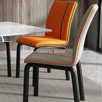 Роскошные обеденные стулья в скандинавском стиле, минималистичный дизайн, Расслабляющий Кожаный обеденный стул с креативной спинкой, Предметы домашнего обихода Sandalye WZ50DC