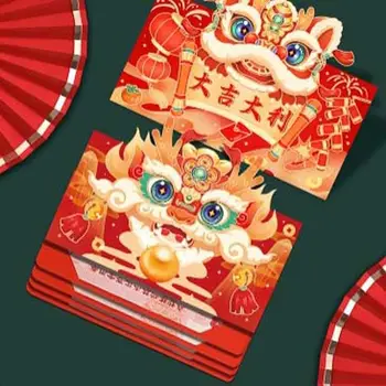 Складные Красные Конверты 2024 Китайский Новый Год Красный Карманный Весенний фестиваль Хунбао Красная сумка-конверт Традиционное Праздничное украшение