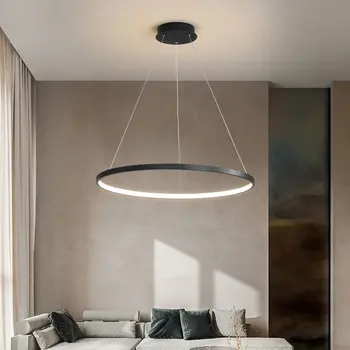 Современный светодиодный подвесной светильник с круглым кольцом для столовой, гостиной, центрального стола, кухни, спальни, минималистичный декор, подвесной светильник