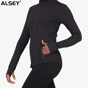 Спортивная куртка Осенне-зимняя Спортивная куртка для бега, йоги, Приталенное ветрозащитное пальто со стоячим воротником и длинным рукавом, топы для женщин 0