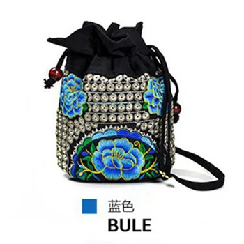 Сумка с вышивкой в этническом стиле Юньнань, повседневная сумка-ведро с вышивкой через плечо, маленькая сумка-ведро с вышивкой, национальная сумка