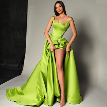 Элегантные вечерние платья для выпускного вечера зеленого цвета трапециевидной формы без бретелек, вечернее платье без рукавов, длина до пола, коктейльные платья большого размера 0