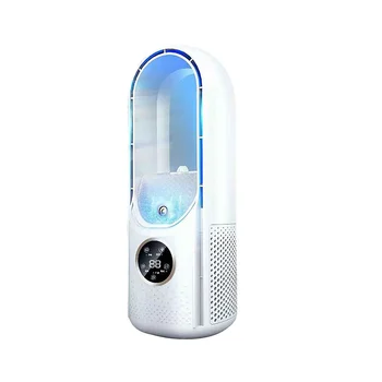 Электрический USB Многофункциональный вентилятор Без листьев Бытовой Настольный Вентилятор Увлажнения Воздуха с Синхронизацией Вентилятора Кондиционера