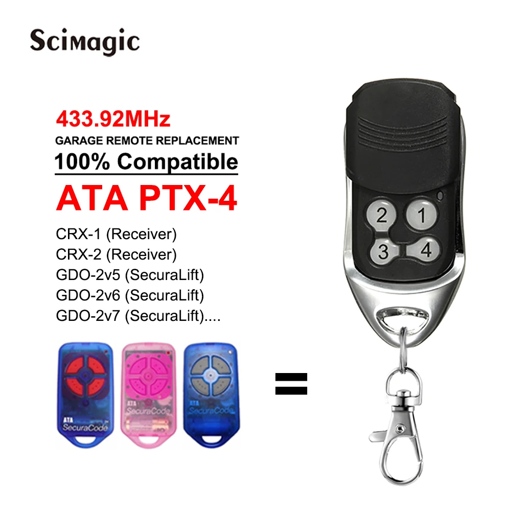 ATA PTX-4 433,92 МГц с подвижным кодом Пульт дистанционного управления гаражными воротами 4-кнопочный передатчик открывания дверей