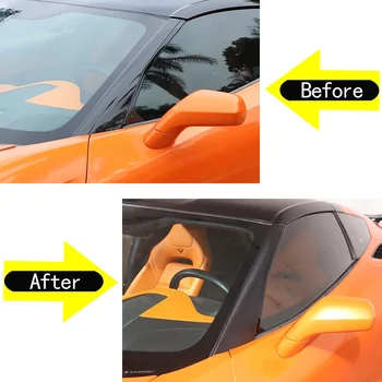 Для 2014-2019 Chevrolet Corvette C7, Наклейка на переднее лобовое стекло автомобиля из ПВХ и углеродного волокна, наклейка на переднюю стойку, наклейка на внешние детали автомобиля 1