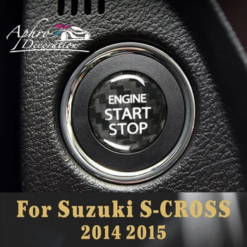 Для Suzuki S-CROSS крышка кнопки запуска и остановки двигателя автомобиля наклейка из настоящего углеродного волокна 2014 2015