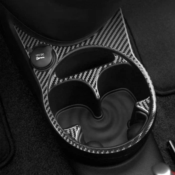 Накладка на подстаканник центрального управления, наклейка на накладку подстаканника для Fiat 500 2012-2015, Мягкое углеродное волокно 4